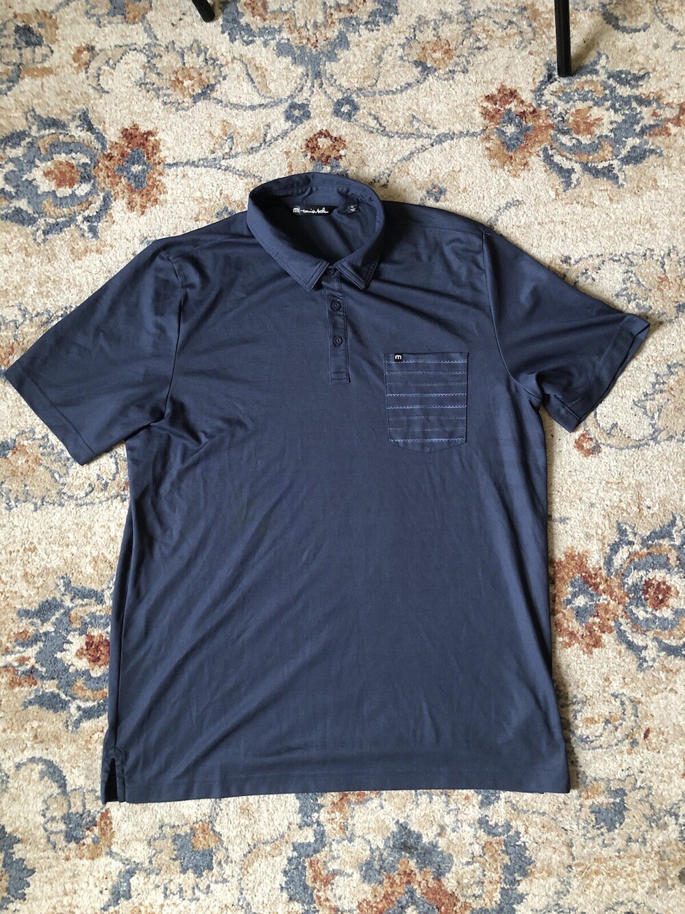 Travis Mathew Polo Shirt Mens Blue Casual Lightweight XXL Golf